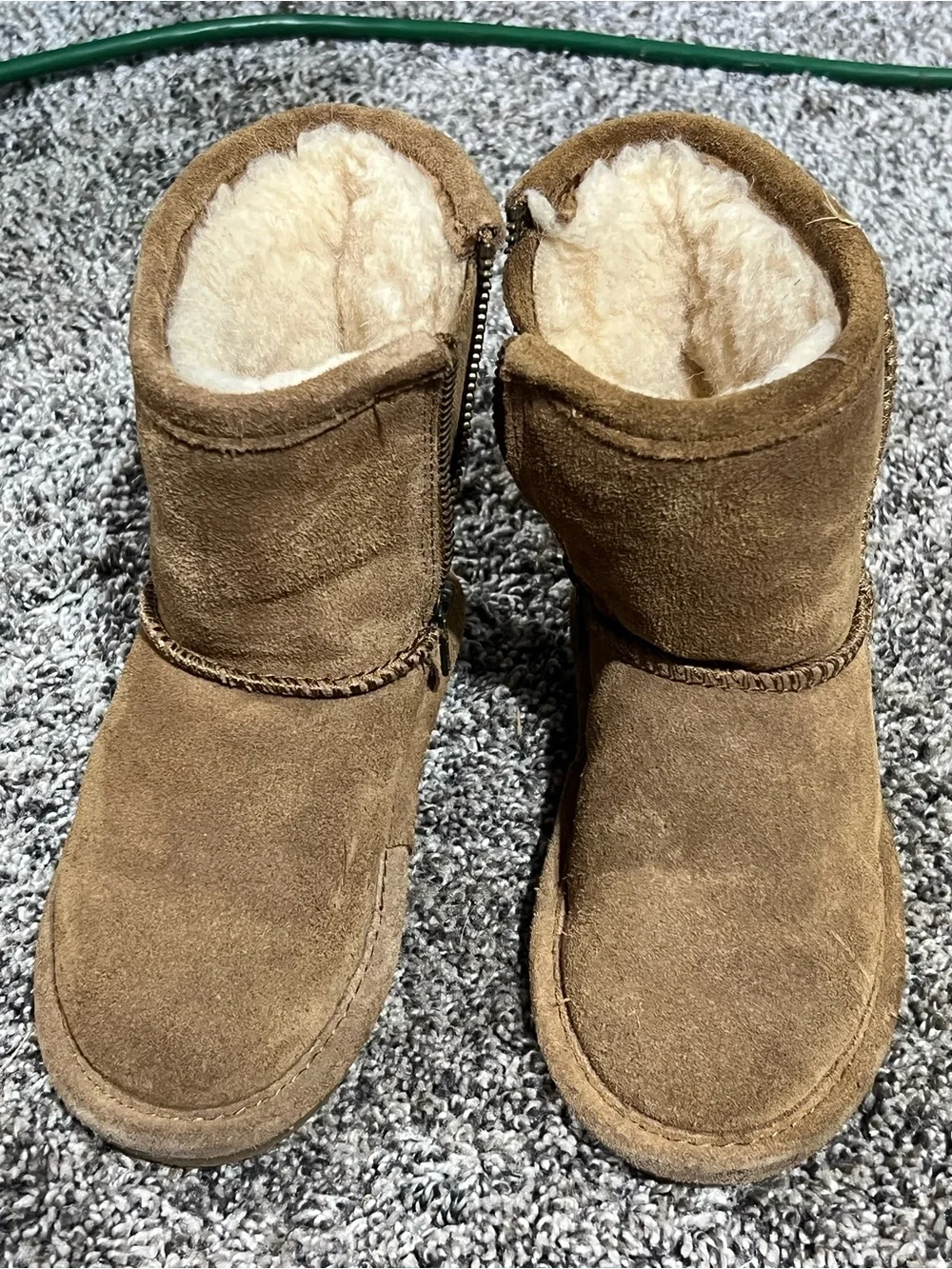 BearPaw Kids Brown Suede Shearling-Lined Boots